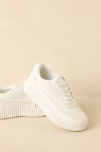 Women's Step Into It White Textured Knit Platform Sneakers | Sole measures 1.5" 4