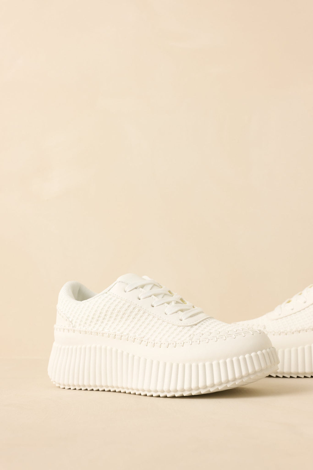 Women's Step Into It White Textured Knit Platform Sneakers | Sole measures 1.5" 5