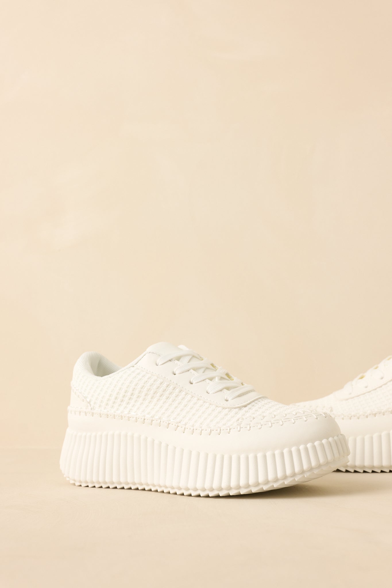 Women's Step Into It White Textured Knit Platform Sneakers | Sole measures 1.5" 5