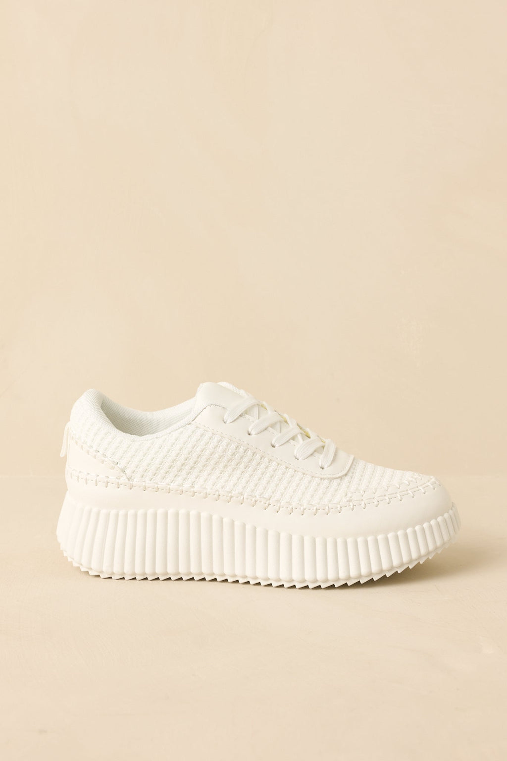 Women's Step Into It White Textured Knit Platform Sneakers | Sole measures 1.5" 6