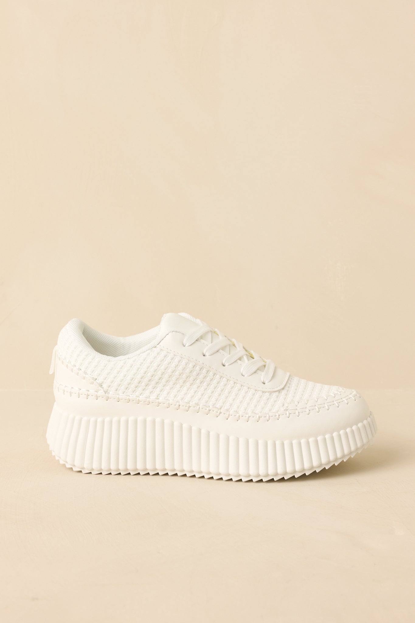 Women's Step Into It White Textured Knit Platform Sneakers | Sole measures 1.5" 6