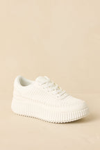 Women's Step Into It White Textured Knit Platform Sneakers | Sole measures 1.5" 7