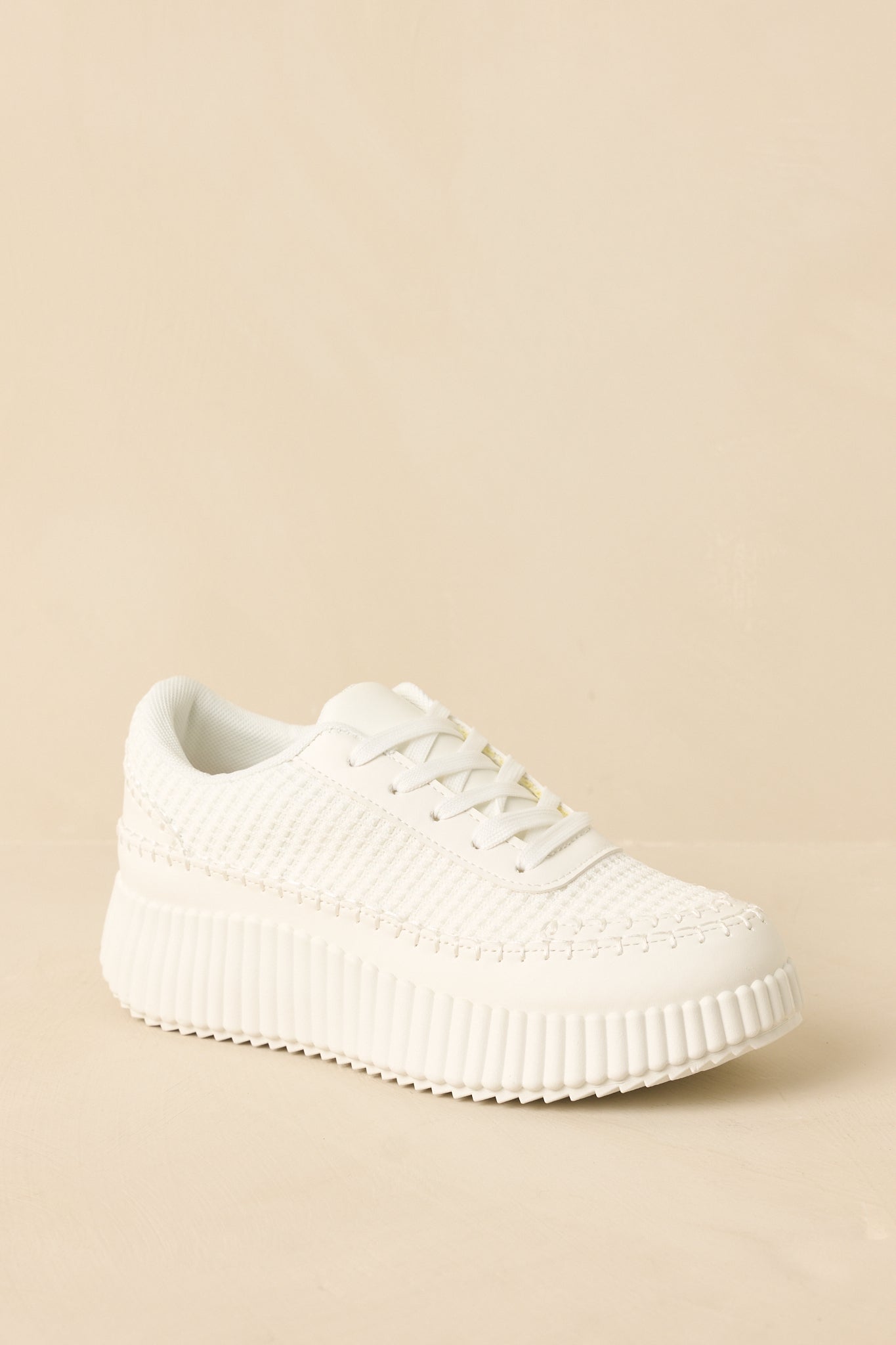 Women's Step Into It White Textured Knit Platform Sneakers | Sole measures 1.5" 7