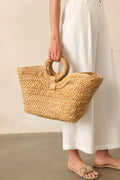 Women's Stop And Smell The Roses Tan Raffia Woven Tote Handbag | This Bag Measures: 19" in Length 0