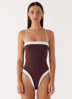 Women's Stylish One Piece Swimsuit with Detachable Strap | Modern Beachwear for Confident Summer Days | Strapless neckli 0