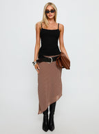 Women's Suella Asymmetrical Midi Skirt Brown Polka Dot | Midi skirt in polka-dot print with an asymmetrical 6