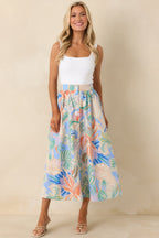 Women's Summer Sketchbook Blue Multi Floral Button-Front Maxi Skirt | 100% Cotton 4