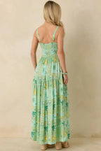 Women's Sunlit Getaway Green Multi Tropical Sleeveless Maxi Dress | 100% Rayon 6
