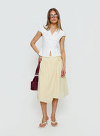Women's Sunney Wrap Midi Skirt Yellow | Midi skirt with wrap waist detail 1