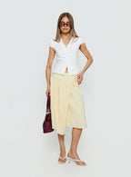 Women's Sunney Wrap Midi Skirt Yellow | Midi skirt with wrap waist detail 2