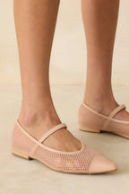Women's Sunset Mirror Beige Mesh Fishnet Flats | All Man Made Materials 0