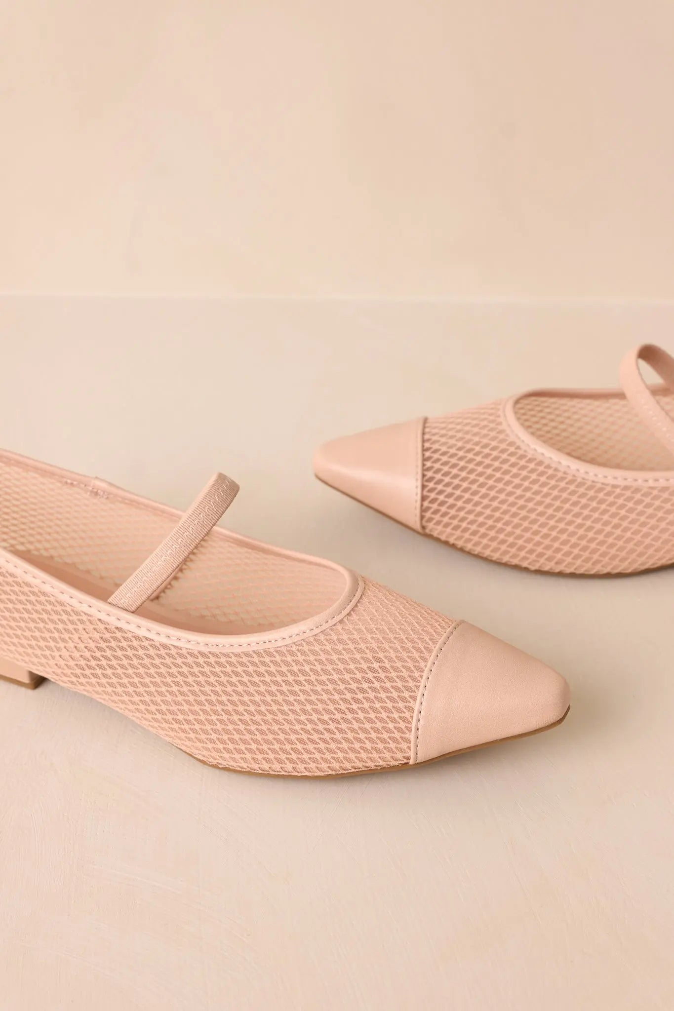 Women's Sunset Mirror Beige Mesh Fishnet Flats | All Man Made Materials 2