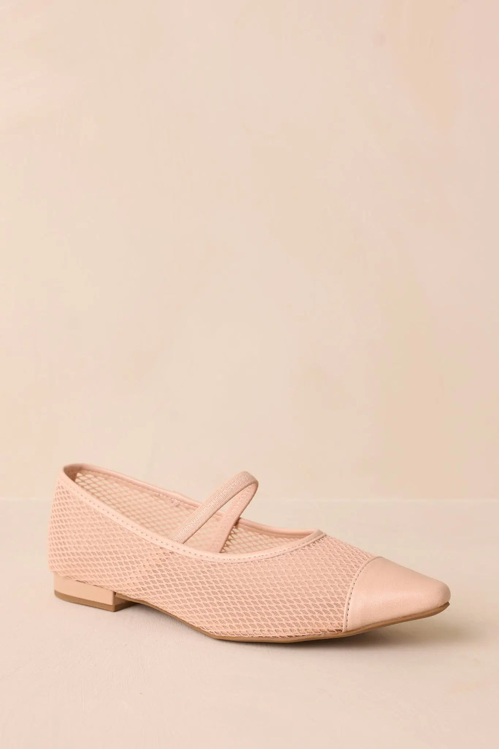 Women's Sunset Mirror Beige Mesh Fishnet Flats | All Man Made Materials 4