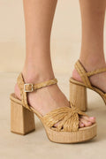 Women's Sunset Steps Natural Espadrille High Heel Platform Sandals | Heel Measures 4" 0