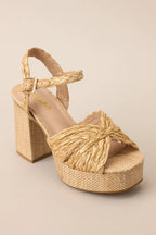 Women's Sunset Steps Natural Espadrille High Heel Platform Sandals | Heel Measures 4" 6