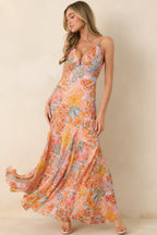 Women's Sunshine of My Love Pink Multi Floral Print Chiffon Maxi Dress | 100% Polyester 0