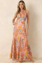 Women's Sunshine of My Love Pink Multi Floral Print Chiffon Maxi Dress | 100% Polyester 4