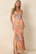 Women's Sunshine of My Love Pink Multi Floral Print Chiffon Maxi Dress | 100% Polyester 5