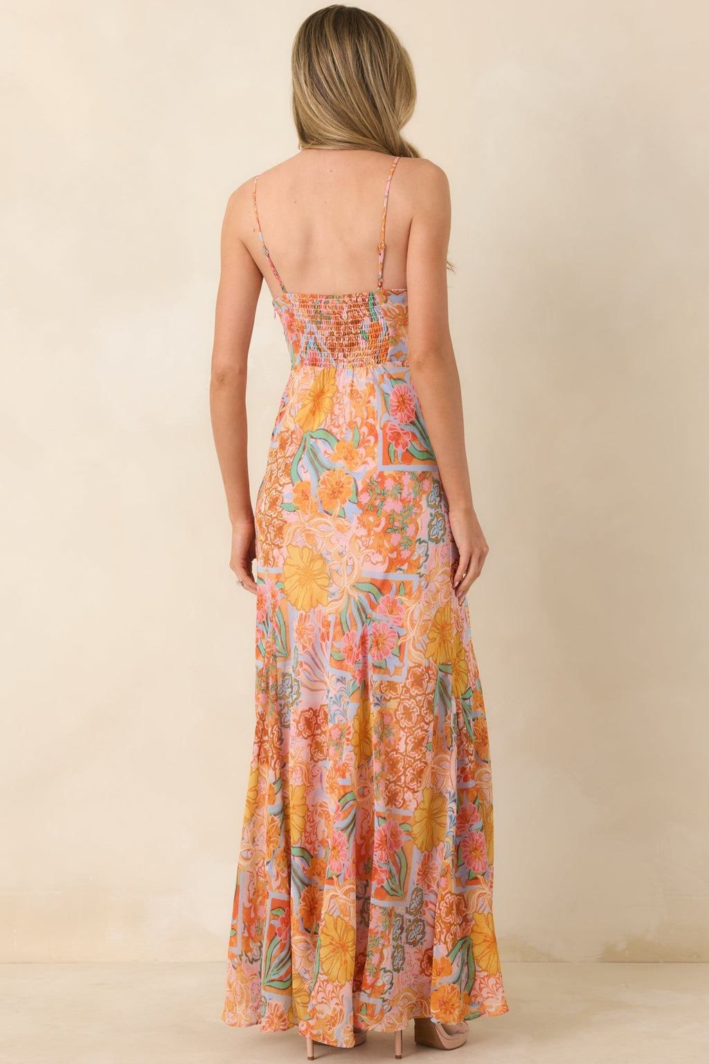 Women's Sunshine of My Love Pink Multi Floral Print Chiffon Maxi Dress | 100% Polyester 7