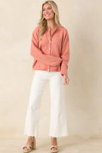 Women's Sweet Simplicity Orange Sherbert Knit Button Front Cardigan | 50% Recycled Polyester 0