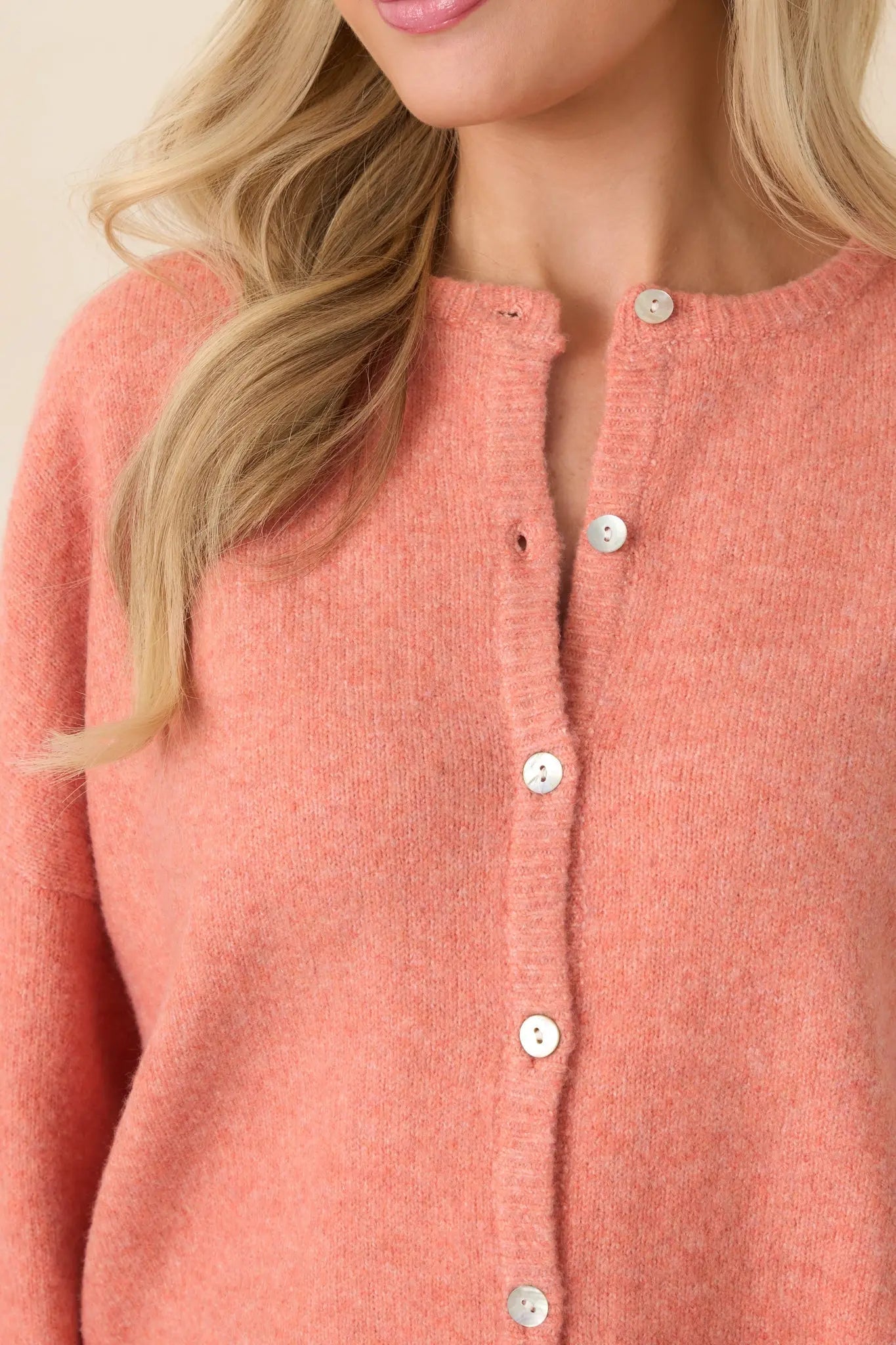 Women's Sweet Simplicity Orange Sherbert Knit Button Front Cardigan | 50% Recycled Polyester 2