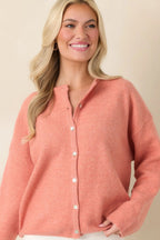 Women's Sweet Simplicity Orange Sherbert Knit Button Front Cardigan | 50% Recycled Polyester 4