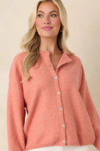 Women's Sweet Simplicity Orange Sherbert Knit Button Front Cardigan | 50% Recycled Polyester 5
