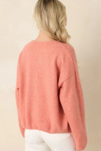 Women's Sweet Simplicity Orange Sherbert Knit Button Front Cardigan | 50% Recycled Polyester 6