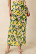 Women's Sweetest in the Grove Yellow Multi Lemon Blossom Maxi Skirt | 65% Cotton & 35% Polyester 0