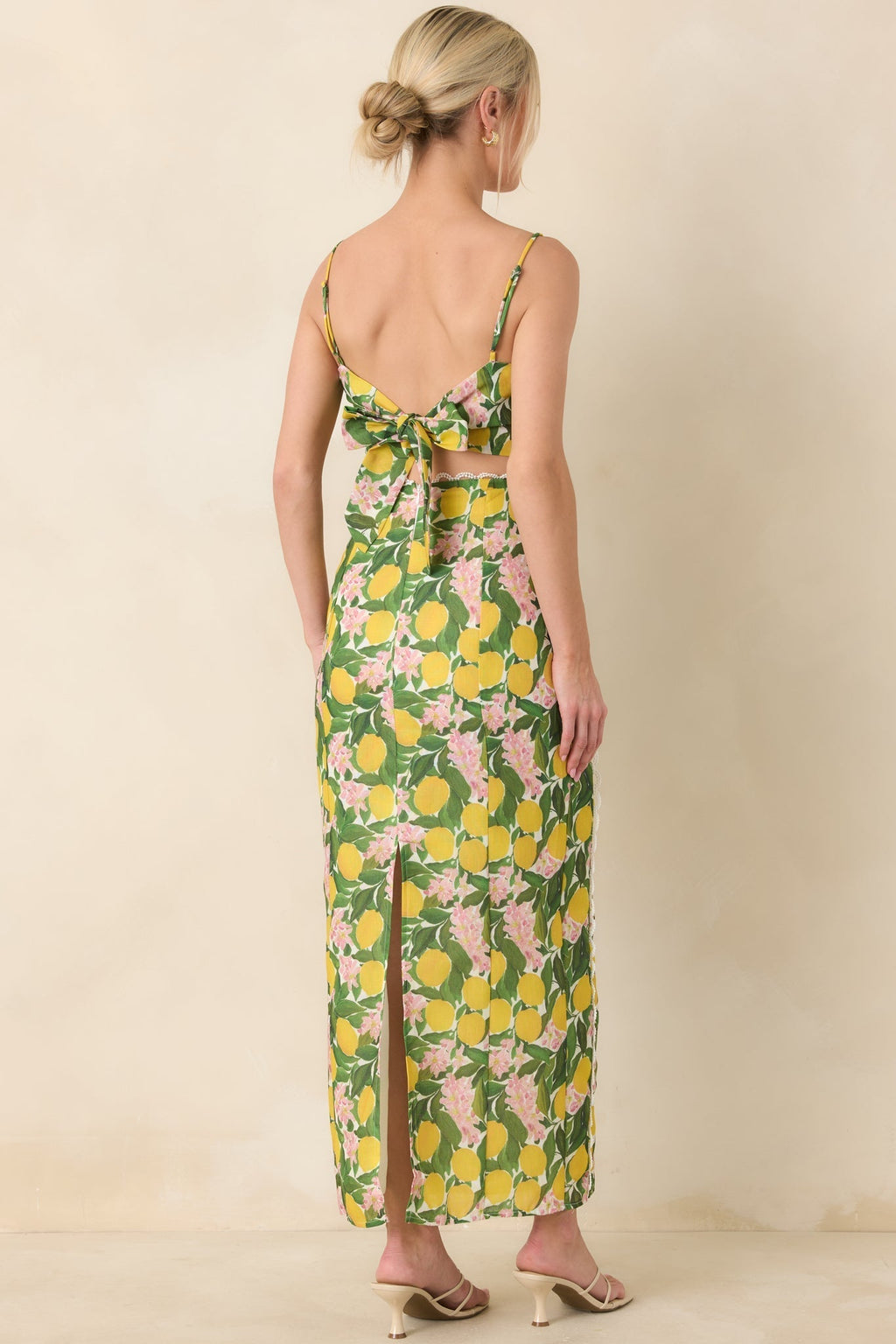 Women's Sweetest in the Grove Yellow Multi Lemon Blossom Maxi Skirt | 65% Cotton & 35% Polyester 4