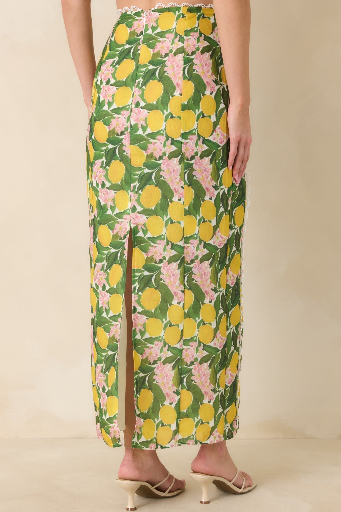 Women's Sweetest in the Grove Yellow Multi Lemon Blossom Maxi Skirt | 65% Cotton & 35% Polyester 5