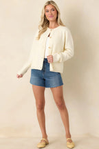 Women's Take Another Chance Ivory Knit Scallop Hem Button Front Cardigan | 82% Polyester 2
