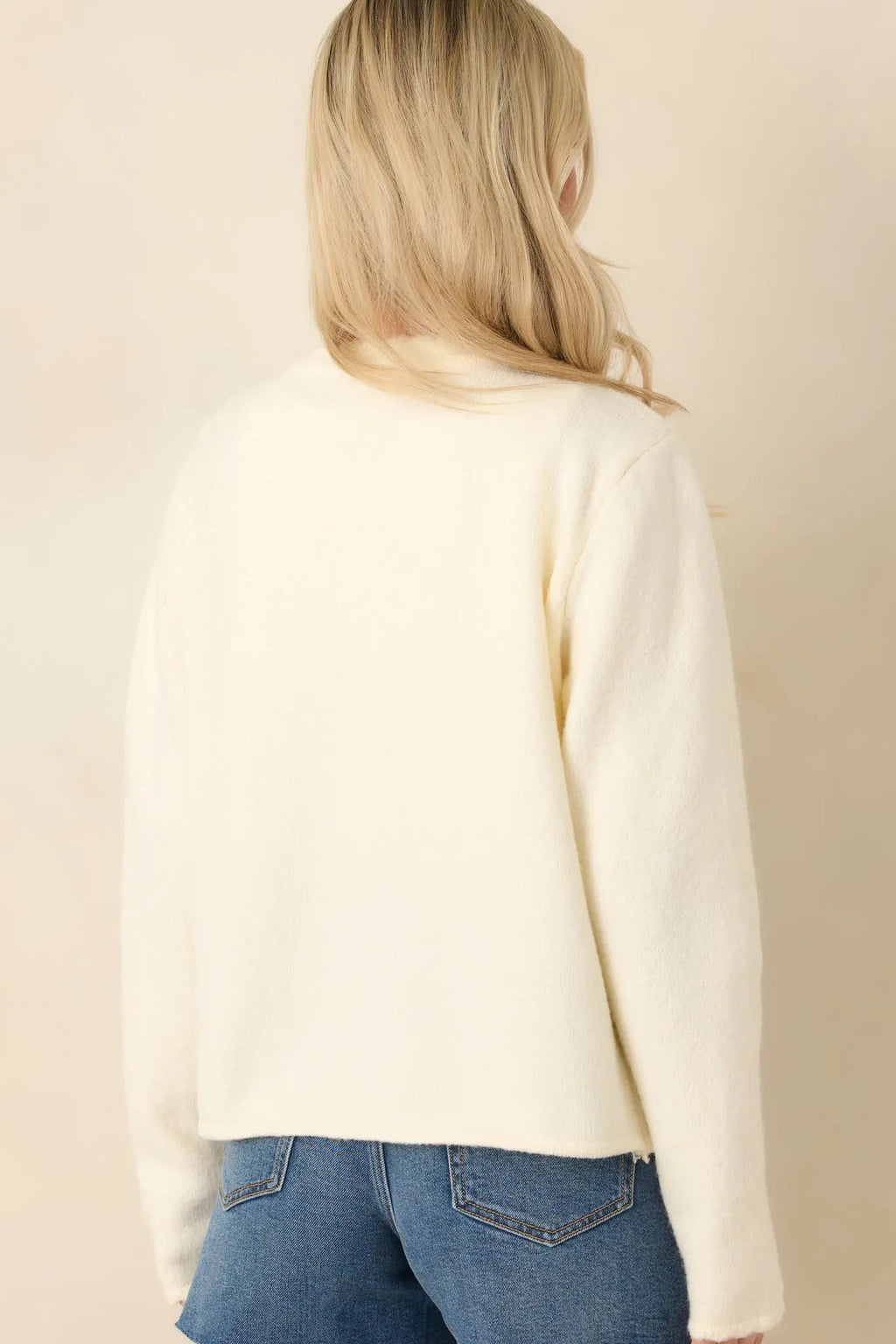 Women's Take Another Chance Ivory Knit Scallop Hem Button Front Cardigan | 82% Polyester 6