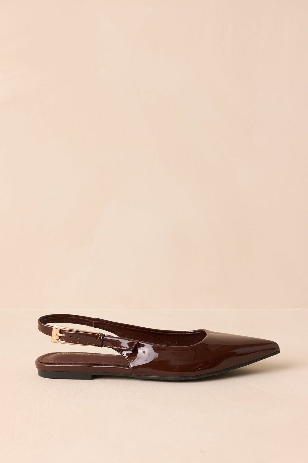Women's Take Notes Dark Brown Patent Faux Leather Pointed Toe Slingback Flats | All Man Made Materials 2
