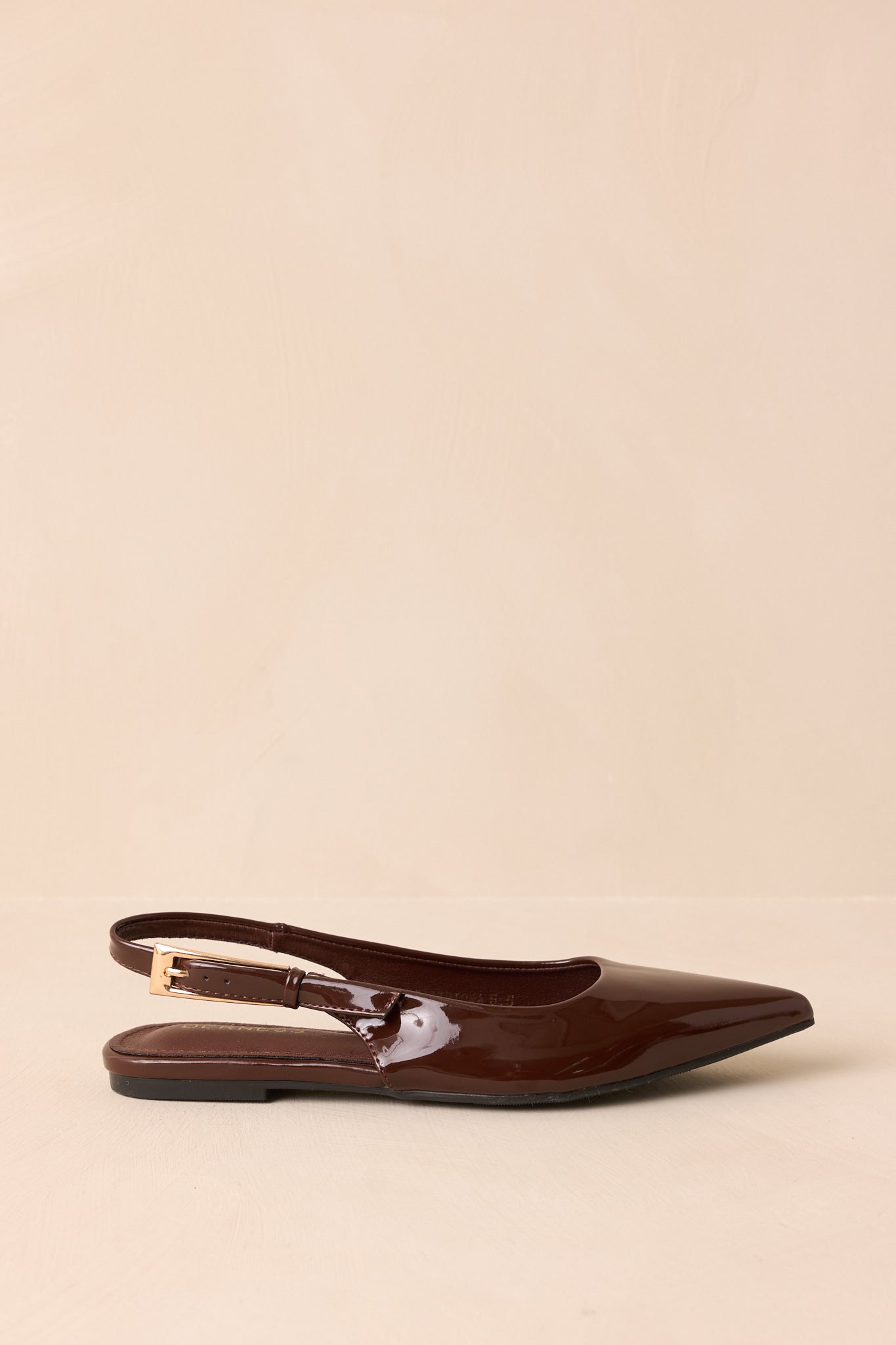 Women's Take Notes Dark Brown Patent Faux Leather Pointed Toe Slingback Flats | All Man Made Materials 2