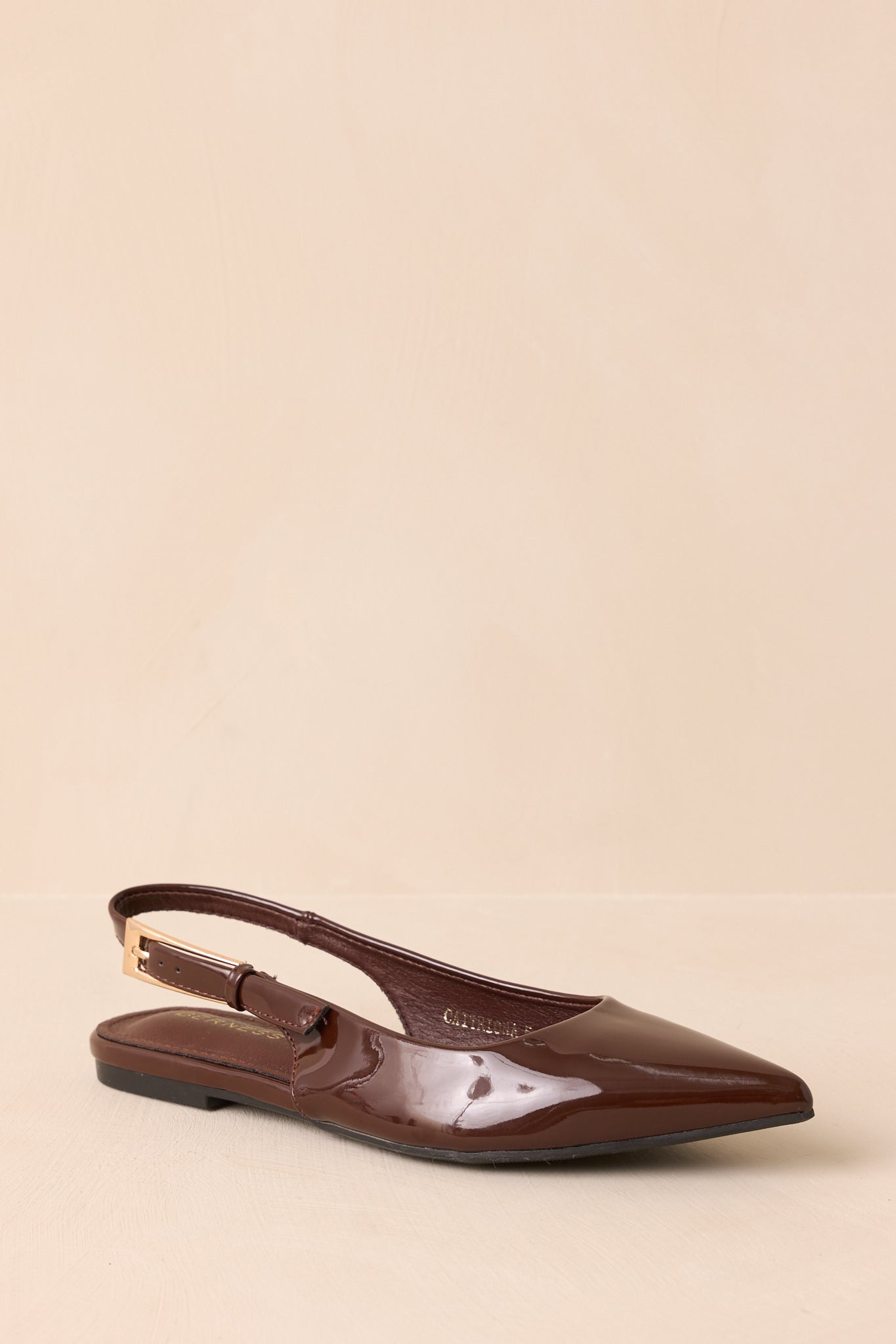 Women's Take Notes Dark Brown Patent Faux Leather Pointed Toe Slingback Flats | All Man Made Materials 3