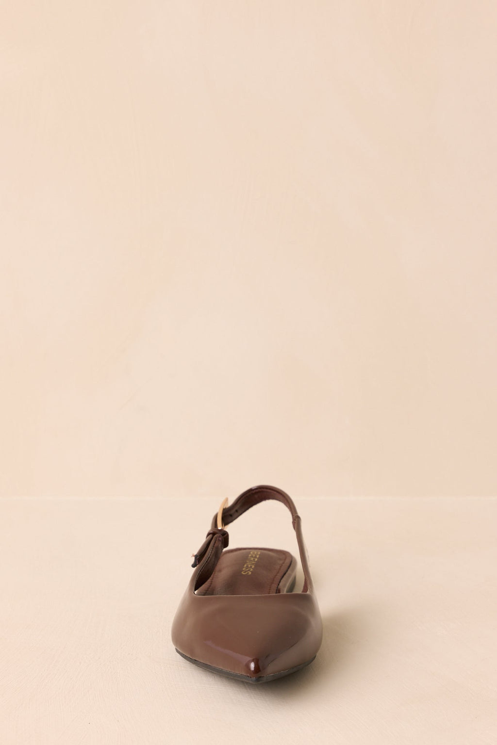 Women's Take Notes Dark Brown Patent Faux Leather Pointed Toe Slingback Flats | All Man Made Materials 4