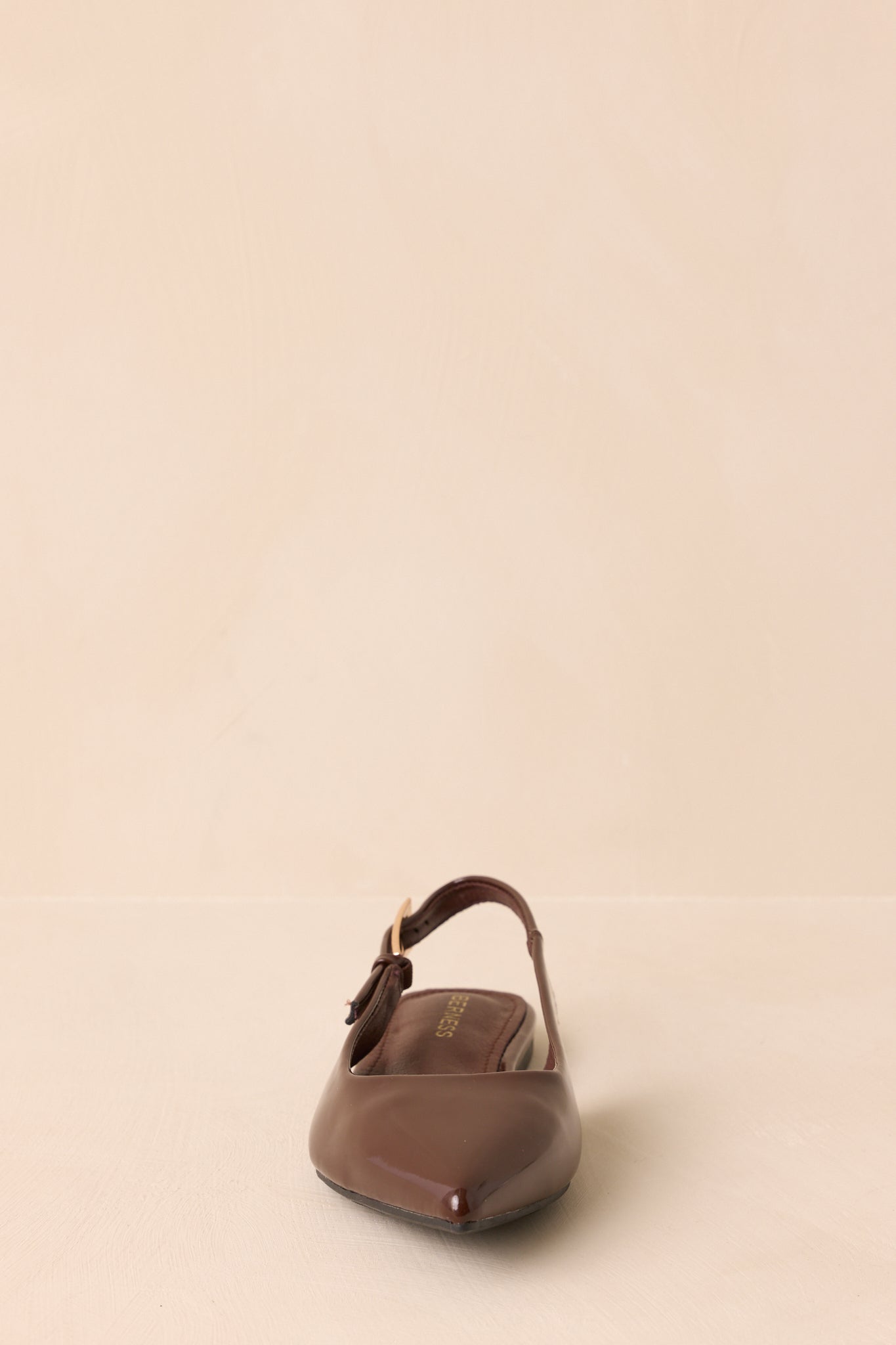 Women's Take Notes Dark Brown Patent Faux Leather Pointed Toe Slingback Flats | All Man Made Materials 4