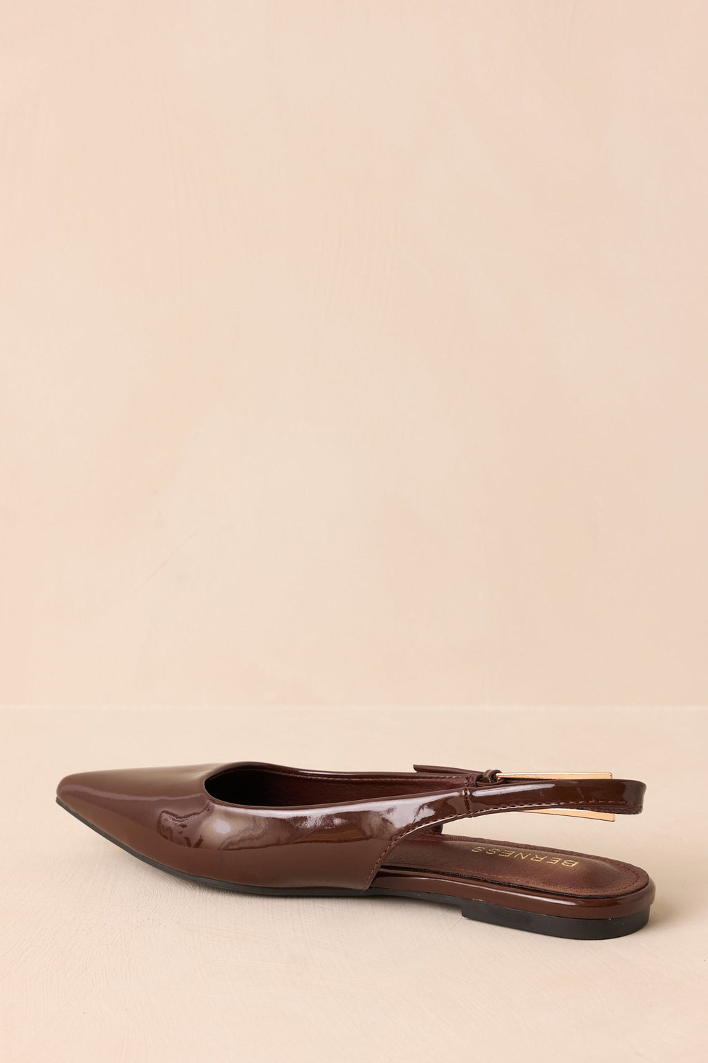 Women's Take Notes Dark Brown Patent Faux Leather Pointed Toe Slingback Flats | All Man Made Materials 5