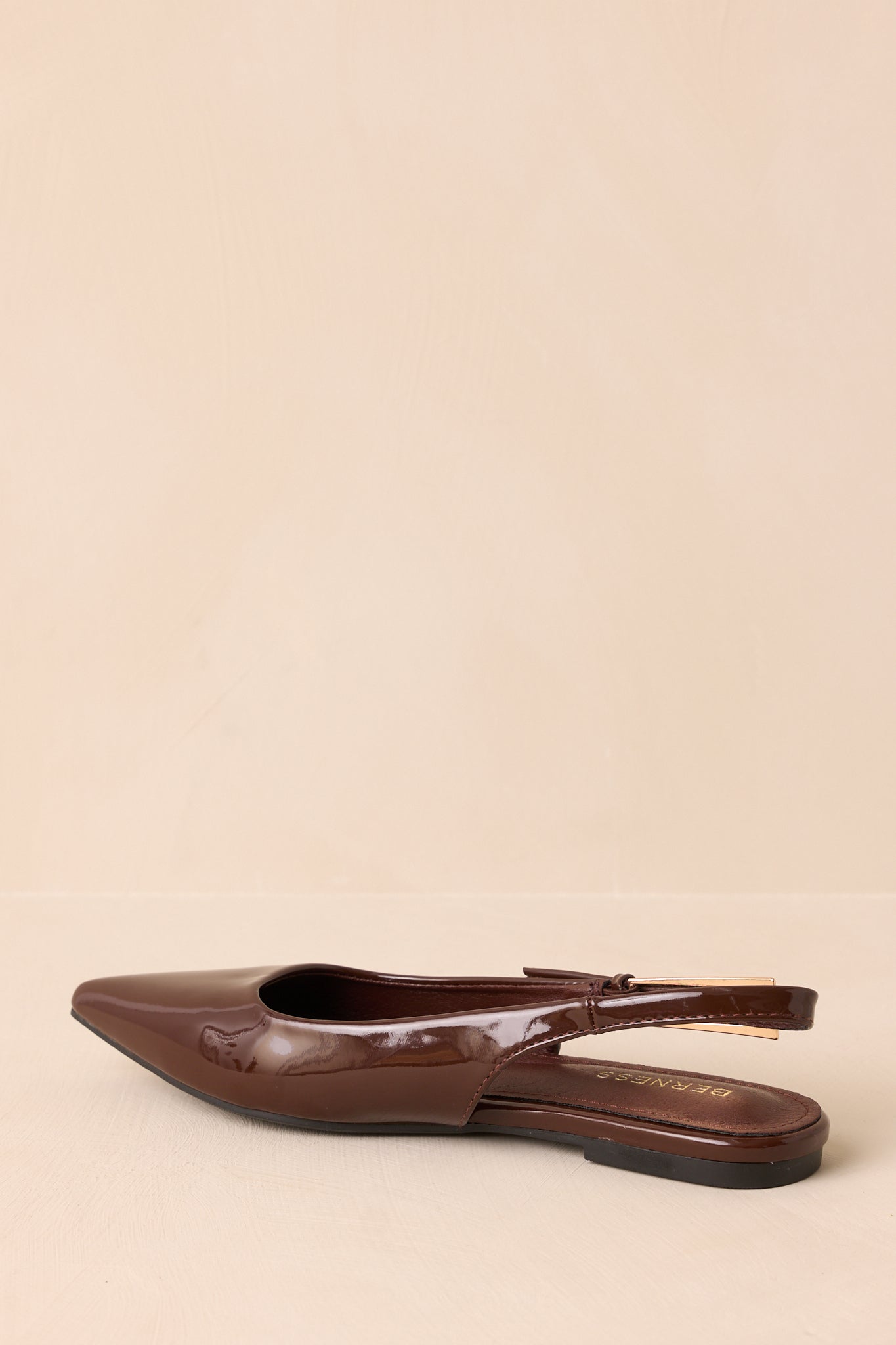 Women's Take Notes Dark Brown Patent Faux Leather Pointed Toe Slingback Flats | All Man Made Materials 5