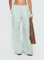 Women's Talyssa Elasticated Waist Pants Blue Stripe | Straight-leg pants in mid-rise fit 1