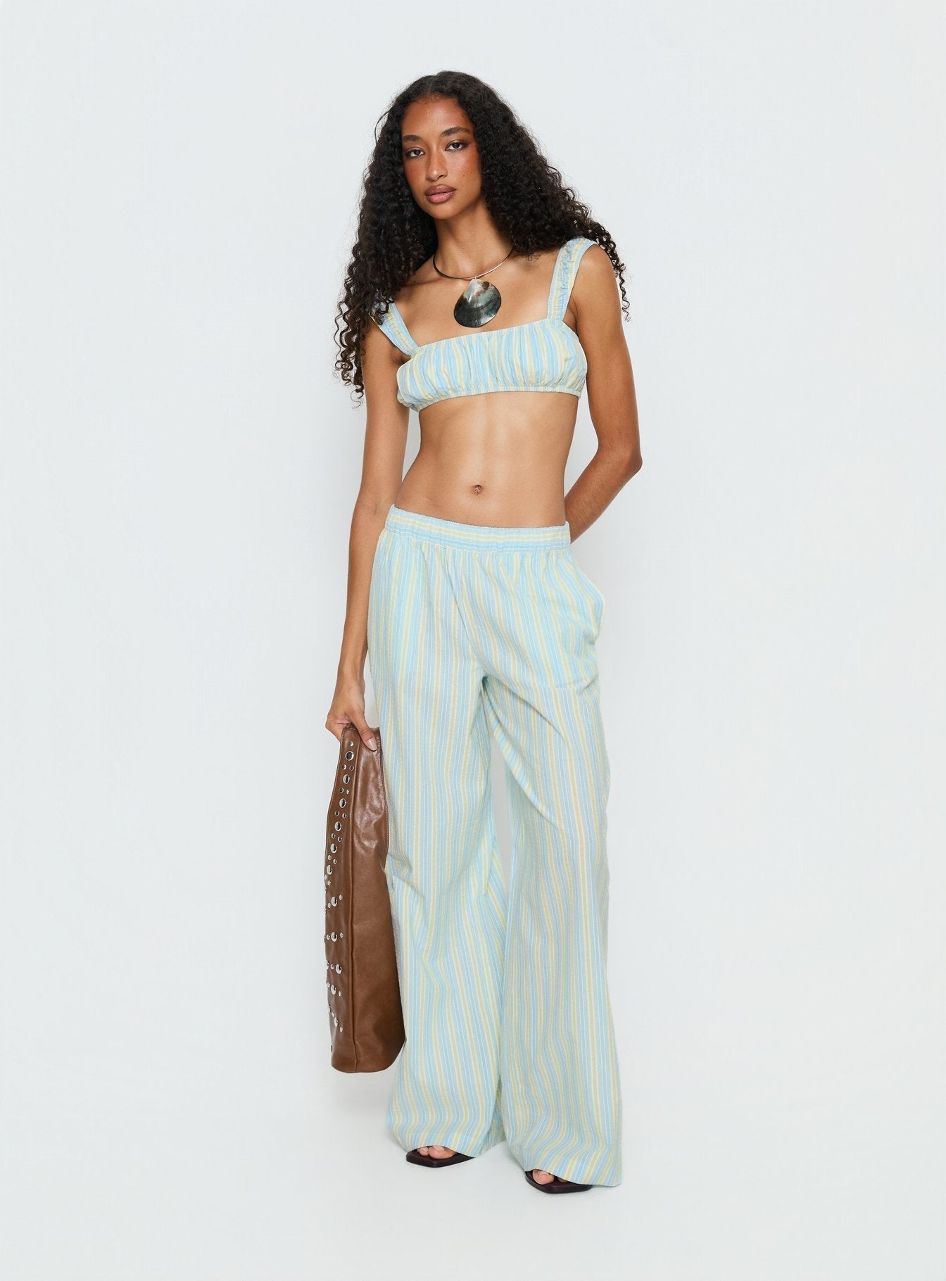 Women's Talyssa Elasticated Waist Pants Blue Stripe | Straight-leg pants in mid-rise fit 2