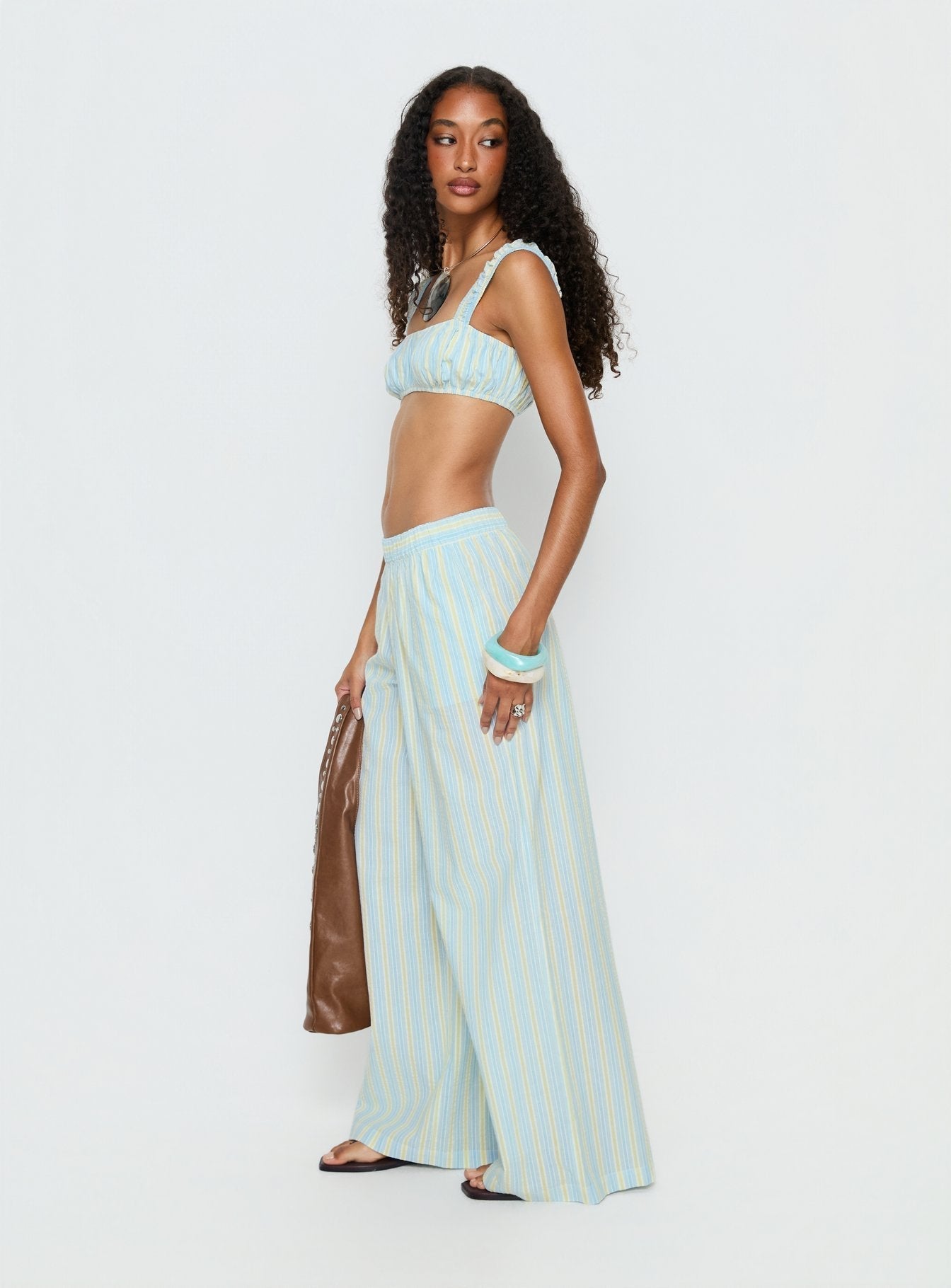 Women's Talyssa Elasticated Waist Pants Blue Stripe | Straight-leg pants in mid-rise fit 3