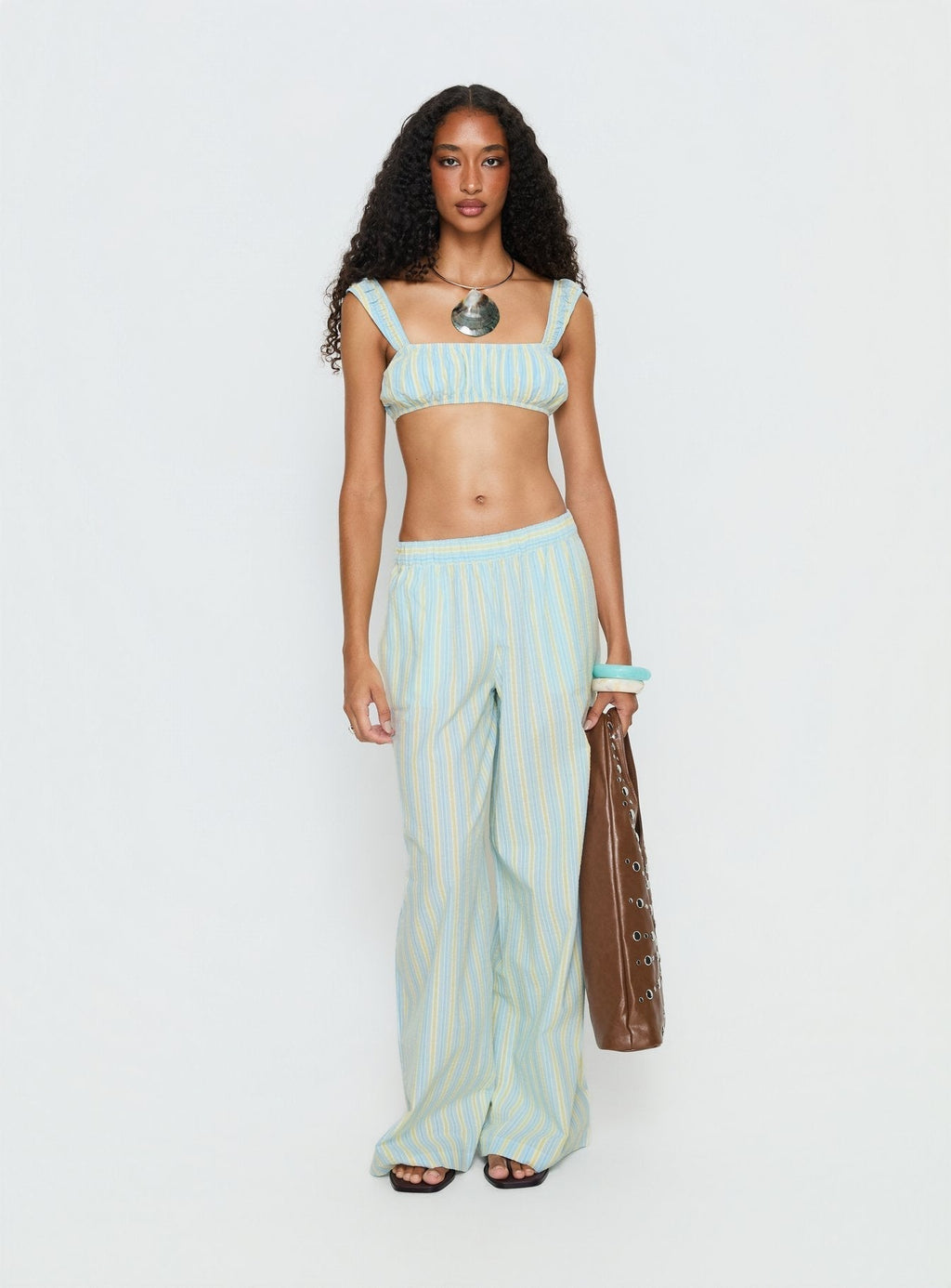 Women's Talyssa Elasticated Waist Pants Blue Stripe | Straight-leg pants in mid-rise fit 6