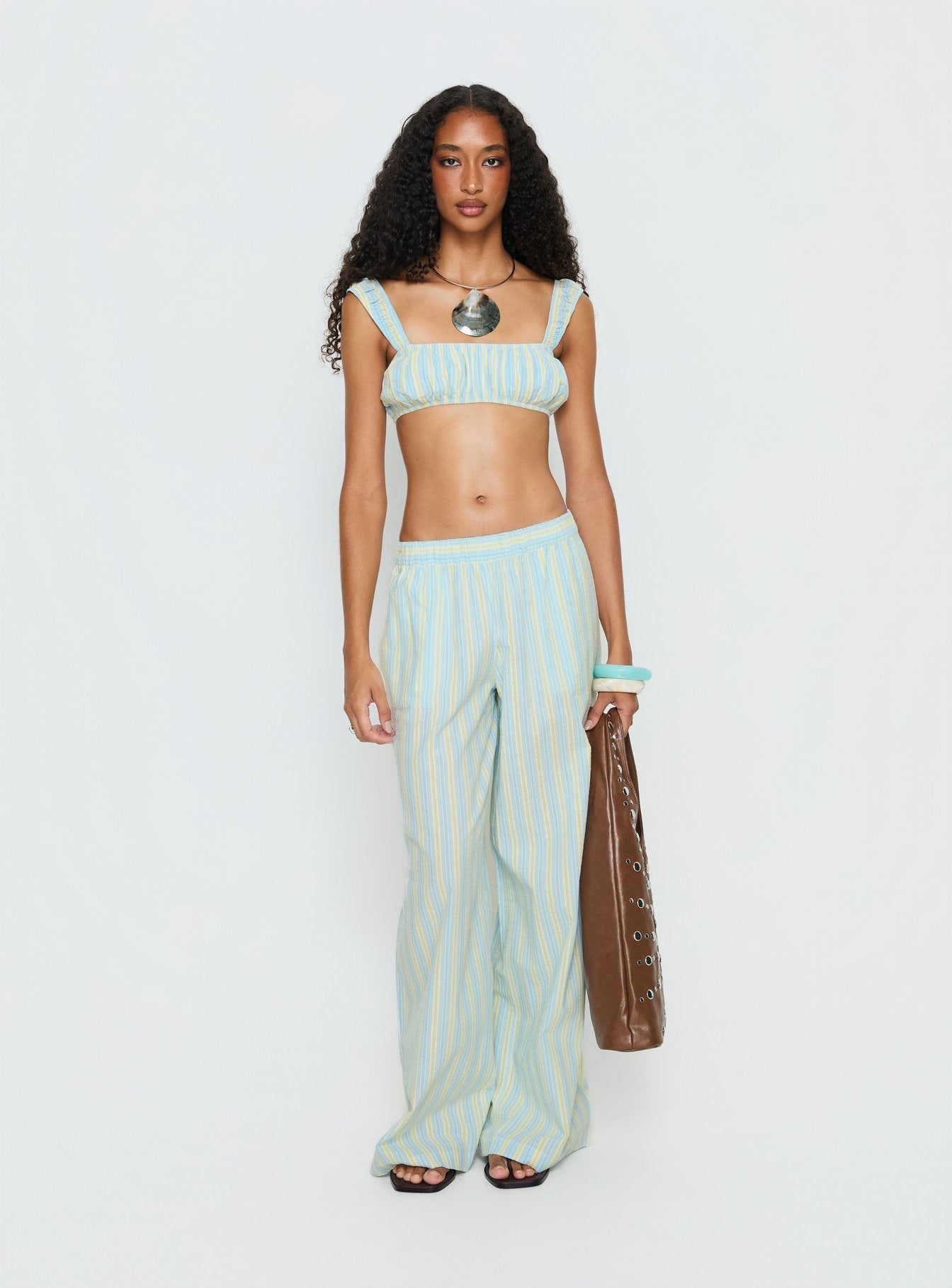 Women's Talyssa Elasticated Waist Pants Blue Stripe | Straight-leg pants in mid-rise fit 6