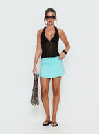Women's Tamsyn Ruched Mini Skirt Aqua | Mini skirt with ruched detail 2