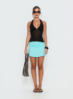 Women's Tamsyn Ruched Mini Skirt Aqua | Mini skirt with ruched detail 6