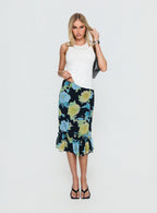 Women's Tarla Midi Skirt Crystal Black Flower | Low-rise midi skirt in floral print 1