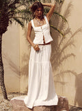 Women's Tearose Linen Blend Maxi Skirt White | Linen Maxi skirt 0
