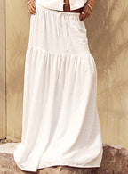 Women's Tearose Linen Blend Maxi Skirt White | Linen Maxi skirt 3